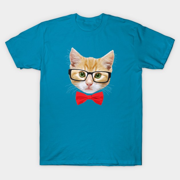 Geek Cat T-Shirt by JurassicArt